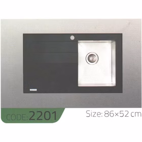 سینک-شیشه-ای-2201-ابعاد-86*52-الکا-استیل-Elca-Steel-